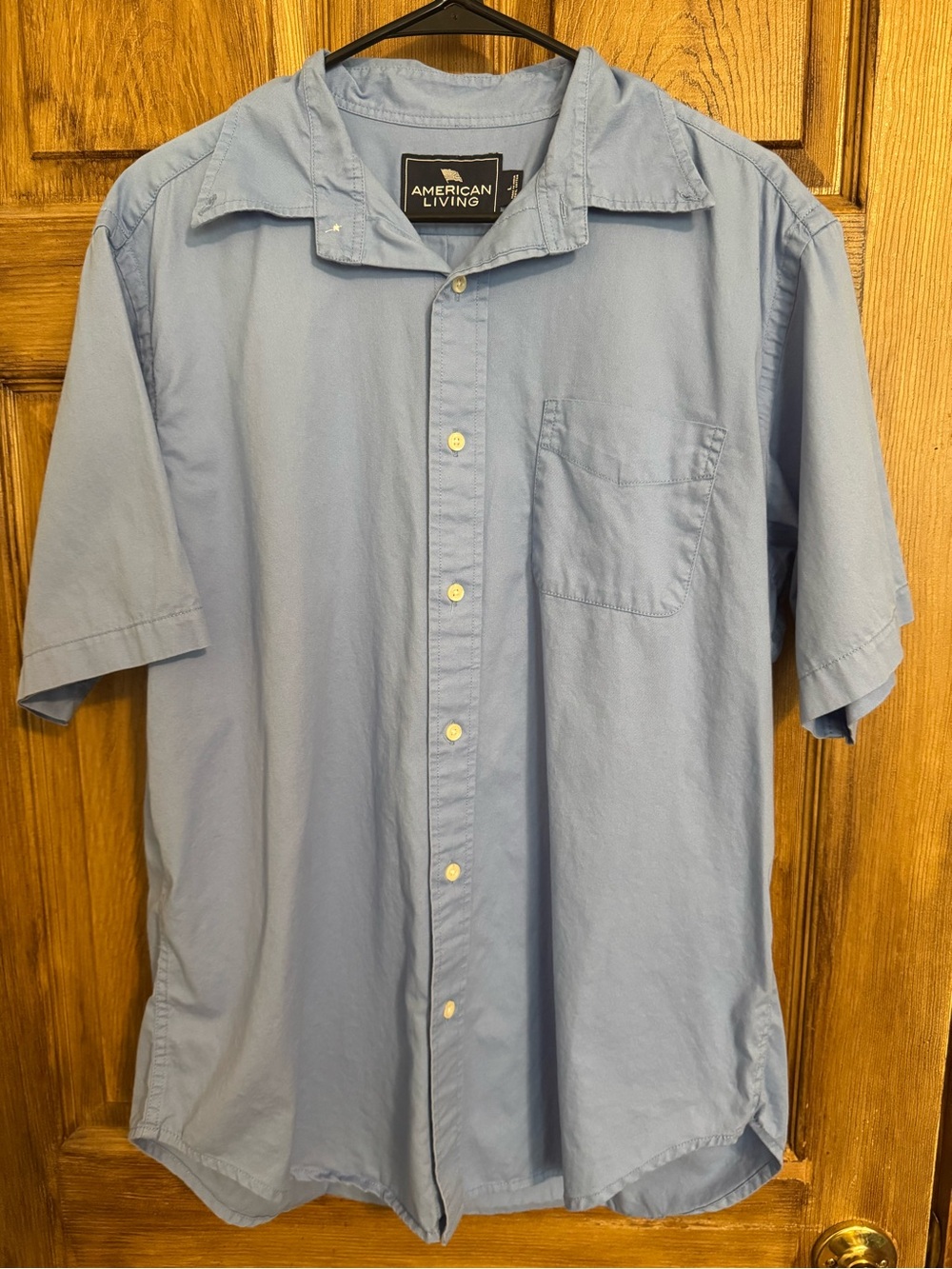 American Living Sky Blue Short-Sleeve Button-Down Shirt